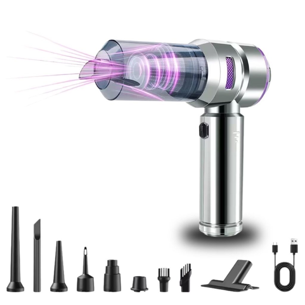 BUFFER® 9 Farklı Uçlu Kablosuz Şarjlı Araç İçi Süpürge – Wireless Destekli