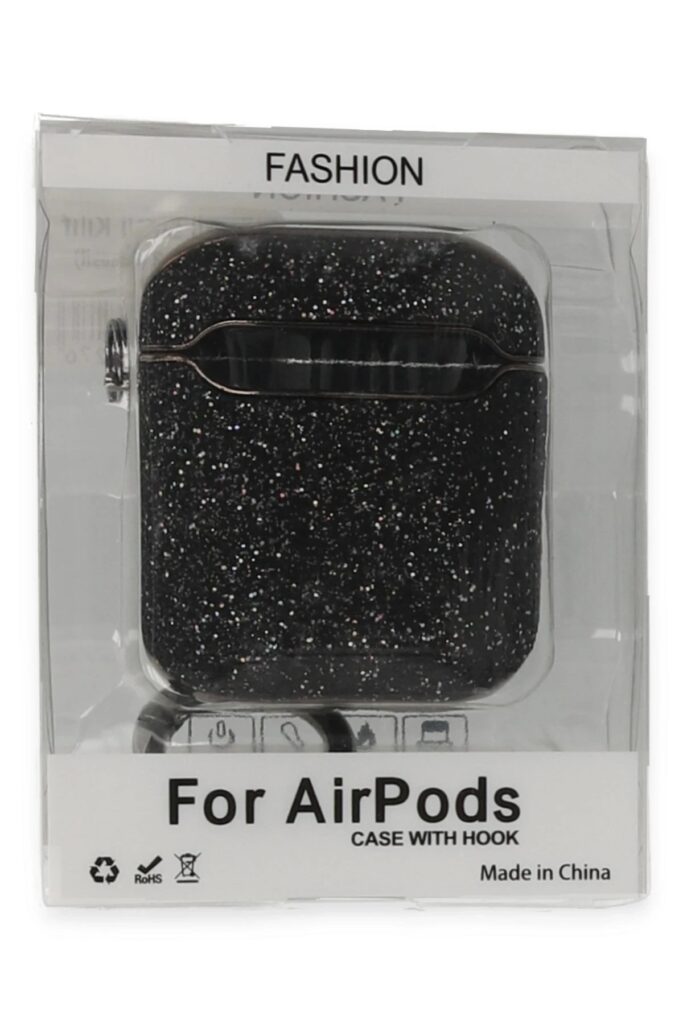 Mey İthalat®  Airpods 2 (2.nesil) Spell Simli Kılıf - Siyah
