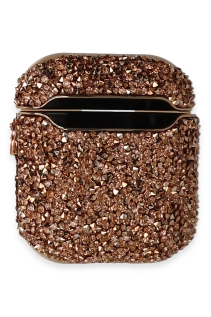 Mey İthalat®  Airpods 2 (2.nesil) Mira Taşlı Kılıf - Rose Gold