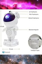 Astronot Bluetooth Hoparlör Bulutsusu Galax yAy Tavan Gökyüzü Projektör Zamanlayıcı Gece Lambası - Görsel 3