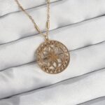 Mey İthalat® 316L Çelik Zincir Gold Renk Lotus Model Kolye