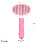 BUFFER® Kedi Köpek Tüy Toplayıcı Kendini Temizleyebilen Ergonomik Saplı Evcil Hayvan Tarağı Pembe - Görsel 5