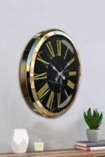 Black Marble Gold 52 Cm Metal Duvar Saati - Görsel 3