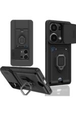 Mey İthalat®   Redmi Note 13 Pro 5G Kılıf Zuma Kartvizitli Yüzüklü Silikon - Siyah