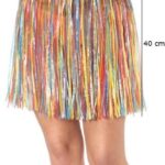Mey İthalat® Yetişkin ve Çocuk Uyumlu Rengarenk Püsküllü Hawaii Luau Hula Etek 40 cm
