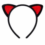 Mey İthalat® Peluş Kedi Kulak Taç Kırmızı Siyah – Çocuk Parti & Kostüm Tacı - Görsel 2