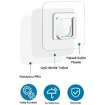 BUFFER® Eşya Sabitleme Askısı 10 Çift Şeffaf Çift Taraflı Yapışkanlı Geçmeli Klips - Görsel 3