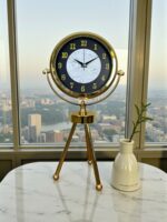 Golden Marble Üç Ayaklı Metal Masa Saati