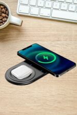 BUFFER® 2si 1arada Kablosuz Saat,Kulaklık ve Telefon Hızlı Şarj Etme Aparatı - Görsel 7