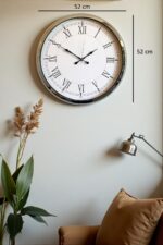 Roma Zarafeti Krom 52 Cm Metal Duvar Saati - Görsel 5