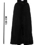 Mey İthalat® Siyah Kapüşonlu 120 cm Pelerin ve Beyaz Boyanabilir Tam Yüz Maske