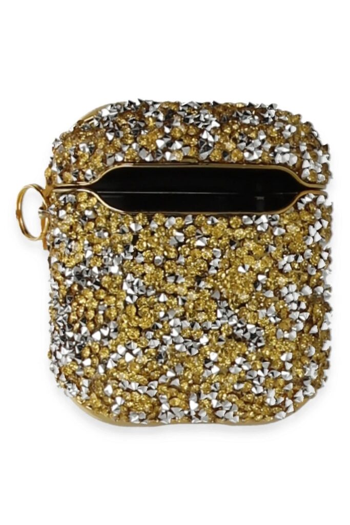 Mey İthalat®  Airpods 2 (2.nesil) Mira Taşlı Kılıf - Gold