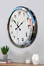 Arapça Rakamlı Krom 52 Cm Metal Duvar Saati - Görsel 2