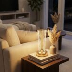 BUFFER® Silindirik Kristal Nokta Model LED Masa Lambası – Gold Tabanlı