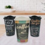 BUFFER® 3 Adet Kahve Bardağı Seti Dekoratif Plastik Kahve Muhafaza Bardağı - Görsel 4