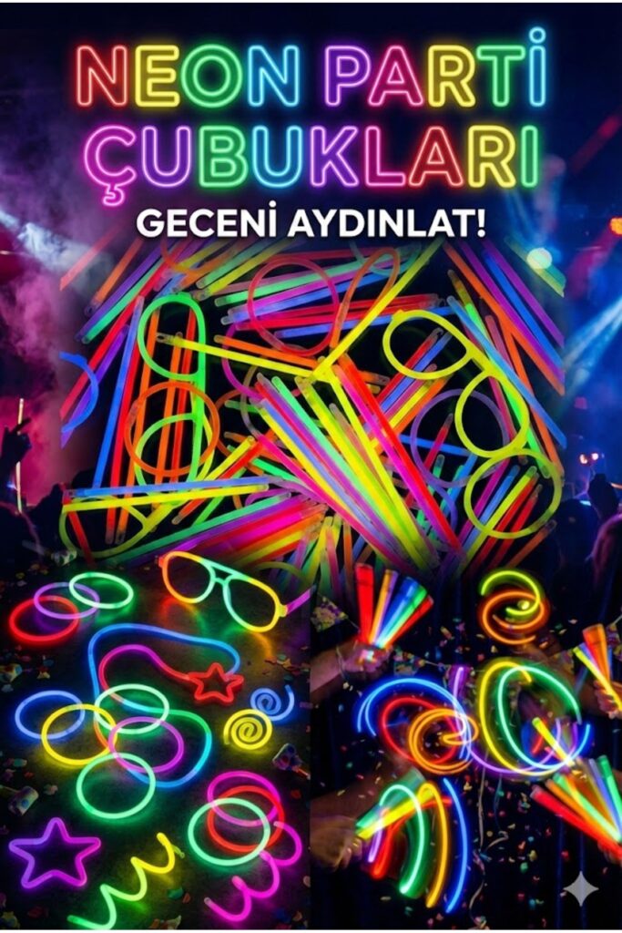 100 Adet Fosforlu Glow Stick Parti Seti | Bileklik