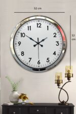 Sade Ve Şık Krom 52 Cm Metal Dekoratif Duvar Saati - Görsel 5