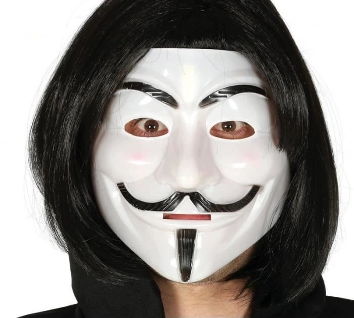 Mey İthalat® Siyah Renk Takma Kısa Saç ve V For Vendetta Maskesi Anonymous Maskesi