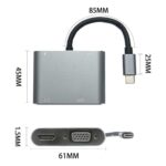 4’ü 1 Arada Type-C to Hub Dönüştürücü Adaptör – 4K Ultra HD HDMI & VGA Görüntü Aktarımı, PD Hızlı Şarj Destekli, USB Çoklayıcı - Görsel 4