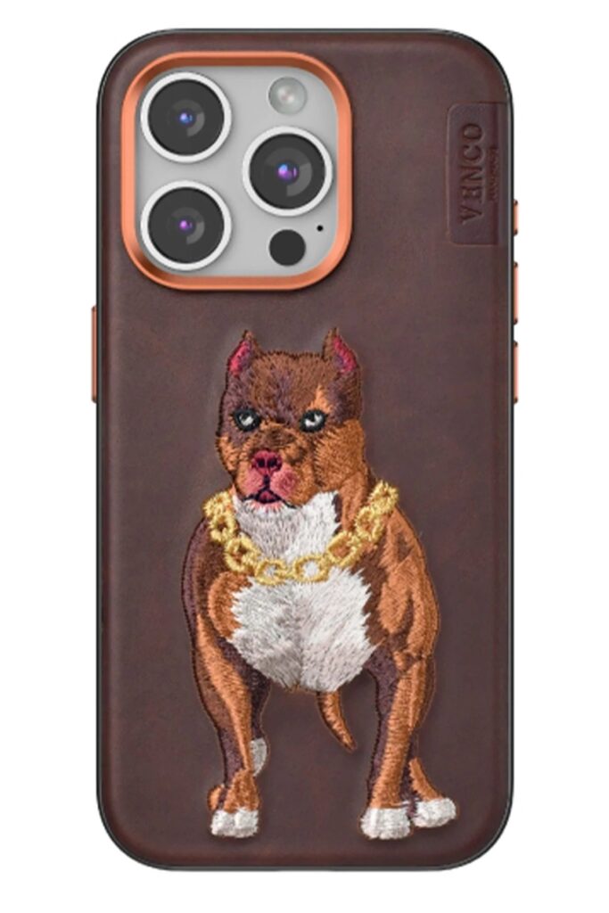Mey İthalat®  iPhone 15 Pro Perma Desenli Kapak - Kahverengi