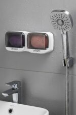 BUFFER® Duvara Monte İkili Kapaklı Plastik Katı Sabunluk Organizer – Banyo & Mutfak İçin Yapışkanlı Sabun Kutusu ve Düzenleyici - Görsel 6