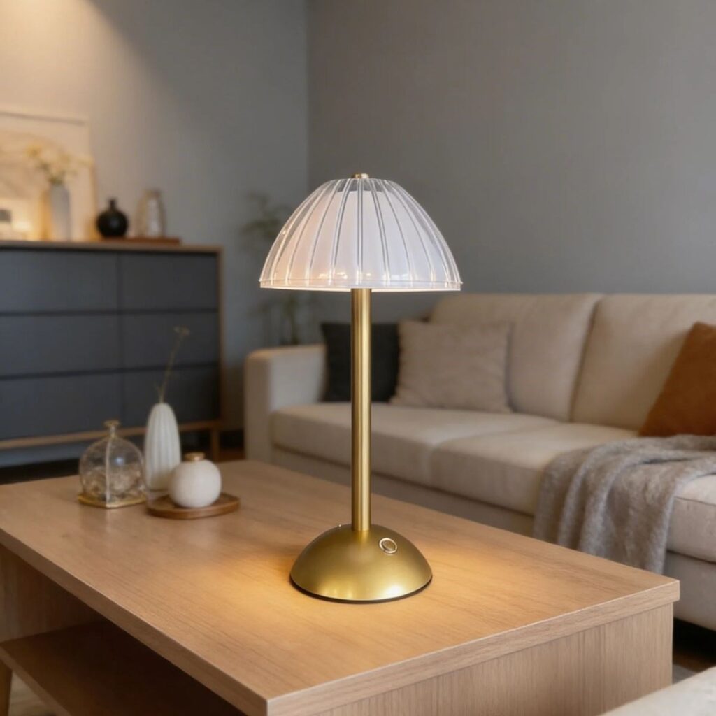 BUFFER® Uzun Mantar Çizgili Model LED Masa Lambası – Dokunmatik