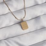 Mey İthalat® 316L Çelik Gold Renk Kare Charm Model Kolye