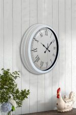 40 cm Beyaz Metal Retro Duvar Saati - Görsel 3