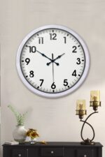 White Classic Modern 52 Cm Metal Duvar Saati - Görsel 2