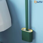 BUFFER® Duvara Monte Edilebilir Kapaklı Askılı Klozet Yumuşak Silikon Başlıklı Tuvalet Fırçası Seti - Görsel 7