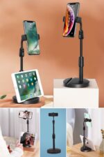 BUFFER® Masa Üstü Tablet ve Telefon Tutucu Plastik Aparat Siyah Telefon Standı - Görsel 6
