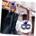 Mey İthalat® Siyah Kadife Üzeri Rengarenk Payetli Pullu Mor Tüylü Mor Taşlı Parti Maskesi 19x21 cm - Görsel 2