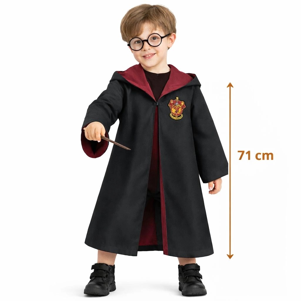 Mey İthalat® Harry Potter Çocuk Bebek Kostüm Seti – Asa Gözlük Pelerin 71 cm (2-4 Yaş)