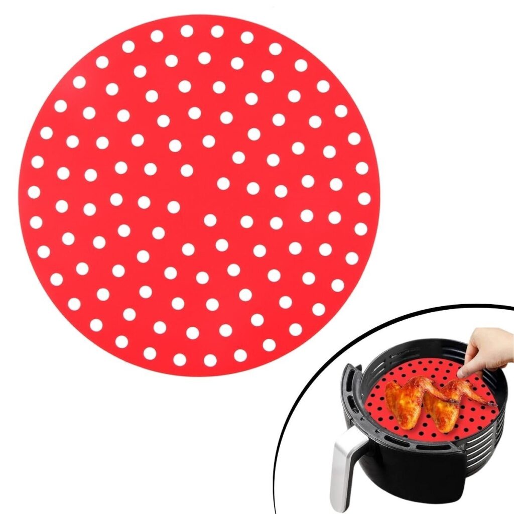 BUFFER® Siyah Isıya Dayanıklı Yıkanılabilir Silikon Fırın Ve Airfryer Yuvarlak Model Pişirme Matı 23 Cm