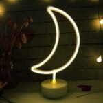 BUFFER® Dekoratif Pilli Ay Tasarımlı 3D Neon Led Masa Ve Gece Lambası - Görsel 4