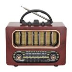 BUFFER® Orta Boy Retro Ahşap Tasarım Bluetooth Hoparlörlü Radyo – FM/AM Destekli