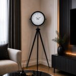 Siyah 24 Saat Göstergeli Özel Tasarım Tripod Ayaklı Saat