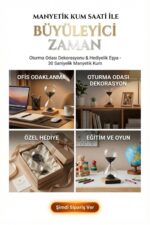 Manyetik Kum Saati Mıknatıslı Ahşap Standlı Dekoratif Masaüstü Hediyelik Süs Eşyası (14 cm) - Görsel 4