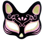 Mey İthalat® Siyah Renk Süet Kaplama Üzeri Sarı Pembe Simli Kedi Maskesi 17x14 cm - Görsel 4