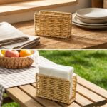 BUFFER® Dekoratif Plastik Rattan Dikdörtgen Peçetelik–Doğal Hasır Dokulu Masaüstü Peçete Standı - Görsel 2