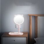 BUFFER® Kedi Kulaklı Telefon Standlı Yuvarlak Dokunmatik Led Ayarlı Masa Üstü Makyaj Aynası - Görsel 2