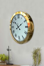36 cm Gold Metal Roma Rakamlı Duvar Saati - Görsel 3