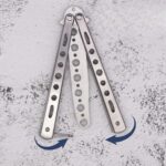 BUFFER® Gri Katlanabilir Paslanmaz Çelik Kelebek Bıçak Tarak Sakal Bıyık Fırçası Profesyonel Saç Kesimi İçin Tarak - Görsel 2