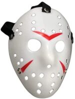 Mey İthalat® Beyaz Renk Kırmızı Çizgili Tam Yüz Hokey Jason Maskesi Hannibal Maskesi - Görsel 4