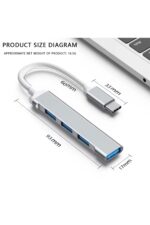 Type-C USB Çoklayıcı Hub | 1x USB 3.0 + 3x USB 2.0 | Yüksek Hızlı Dönüştürücü Adaptö - Görsel 2