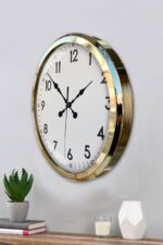 Gold & White Luxury Classic 52 Cm Metal Duvar Saati - Görsel 2