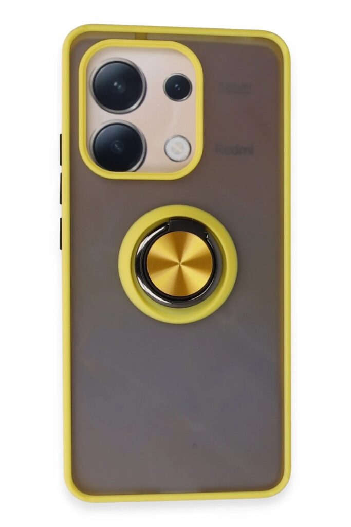 Mey İthalat®   Redmi Note 13 4G Kılıf Montreal Yüzüklü Silikon Kapak - Sarı
