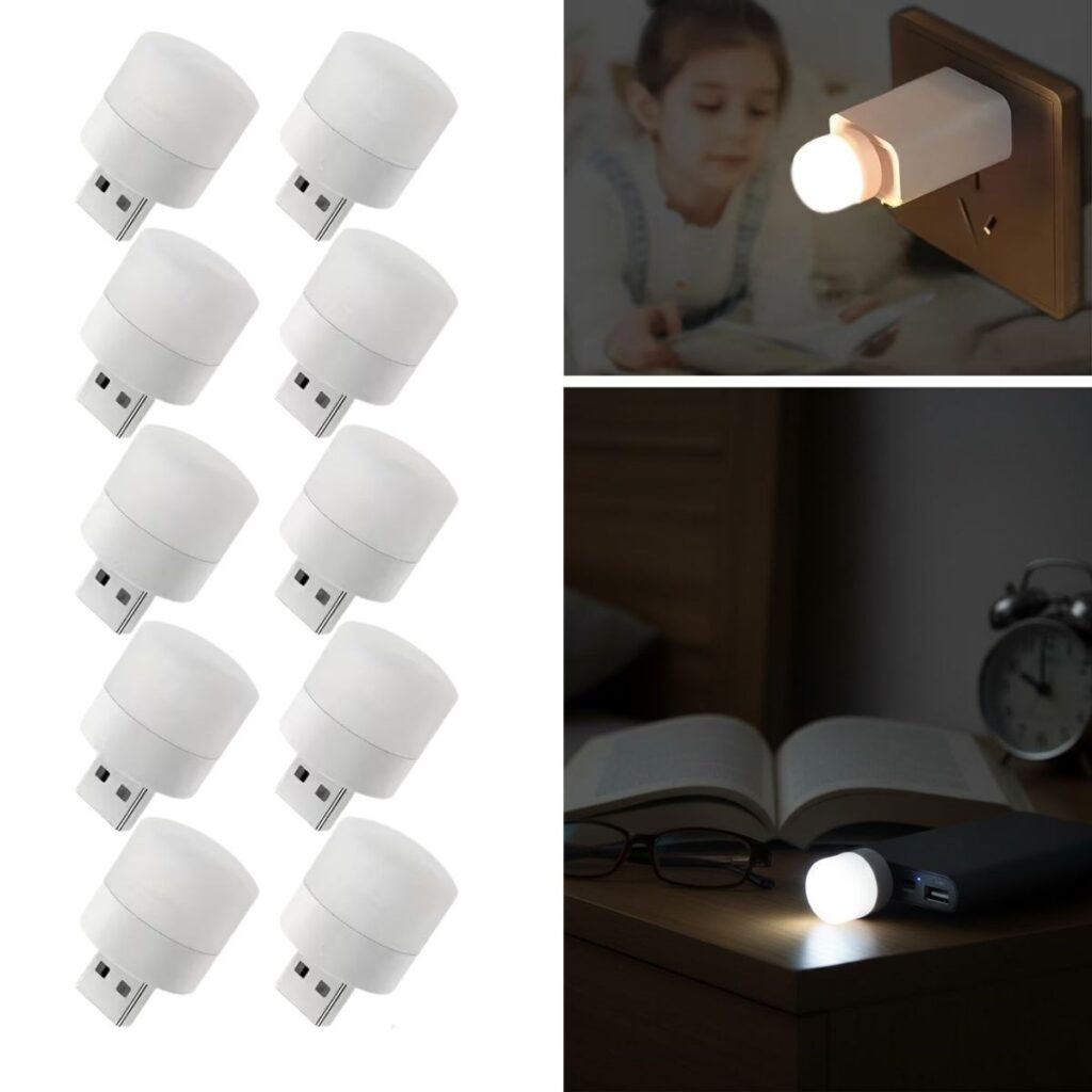 BUFFER® USB Mini Top LED 10’lu Aydınlatma Beyaz Işıklı Gece Lambası