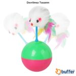 BUFFER® Kedi Oyun Topu Tüylü Fareli Hacı Yatmaz Eğitici Yavru Kedi Fare Kovalama Oyuncağı - Görsel 8