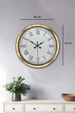 Gold Şık 40 Cm Metal Roma Rakamlı Duvar Saati - Görsel 4